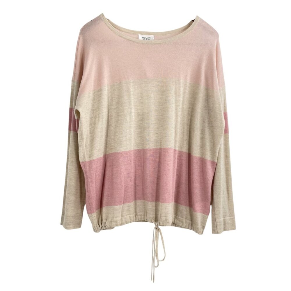 NWT Haven Pink Color Block 100% Cashmere Sweater Womens Medium Quiet Luxury Soft